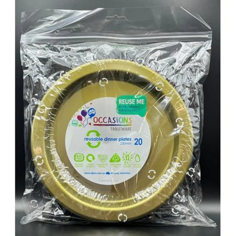 Alpen Occasions Reusable Dinner Plates Gold 230mm 20Pk 382131