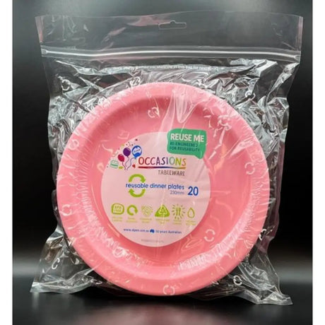 Alpen Occasions Reusable Dinner Plates Light Pink 230mm 20Pk 382104