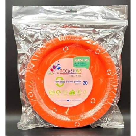 Alpen Occasions Reusable Dinner Plates Orange 230mm 20Pk 382149