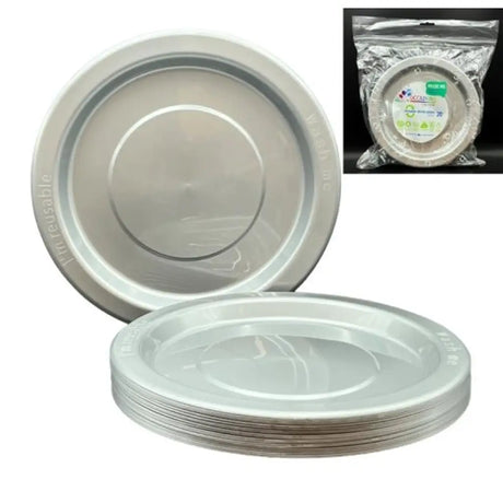 Alpen Occasions Reusable Dinner Plates Silver 230mm 20Pk 382119