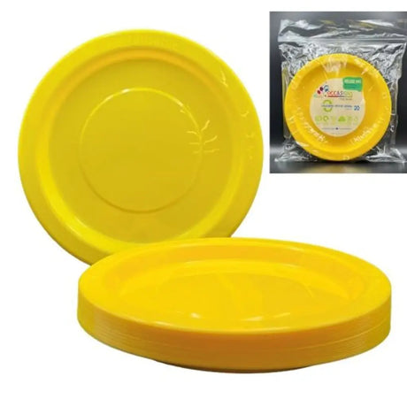 Alpen Occasions Reusable Dinner Plates Yellow 230mm 20Pk 382125