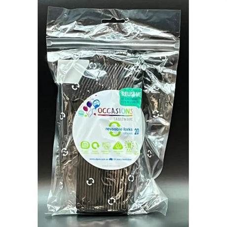 Alpen Occasions Reusable Forks Black 20Pk 386258