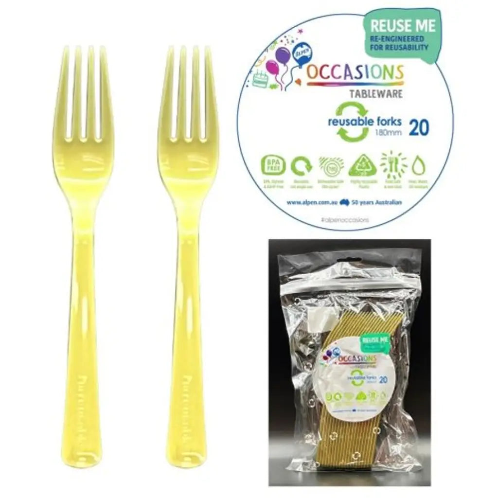 Alpen Occasions Reusable Forks Gold 20Pk 386231