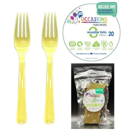 Alpen Occasions Reusable Forks Gold 20Pk 386231