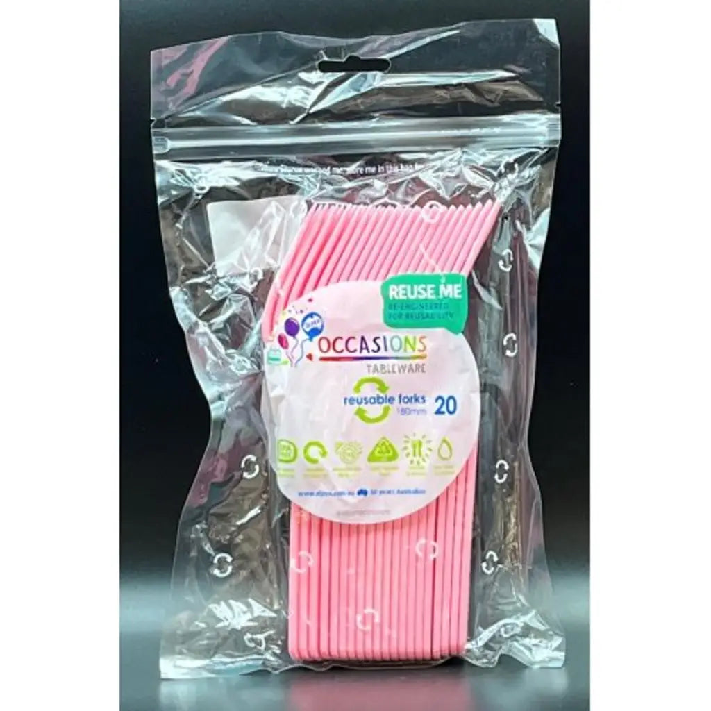Alpen Occasions Reusable Forks Light Pink 20Pk 386204