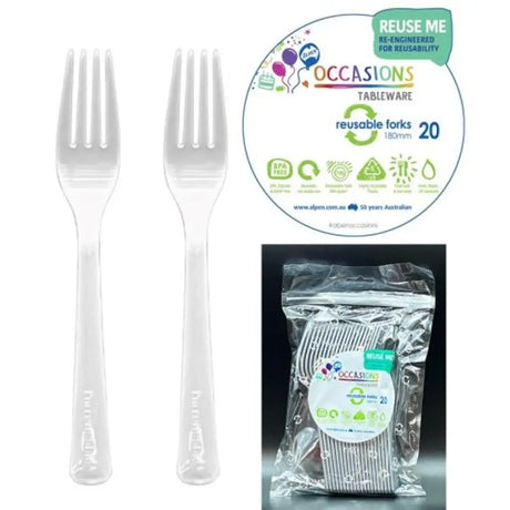 Alpen Occasions Reusable Forks Silver 20Pk 386219