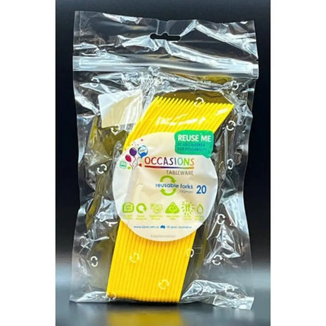 Alpen Occasions Reusable Forks Yellow 20Pk 386225