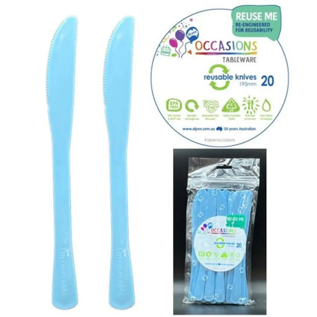 Alpen Occasions Reusable Knives Light Blue 20Pk 386107