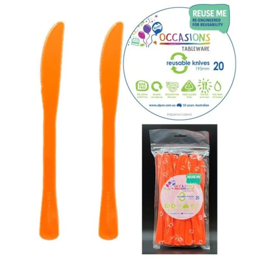 Alpen Occasions Reusable Knives Orange 20Pk 386149