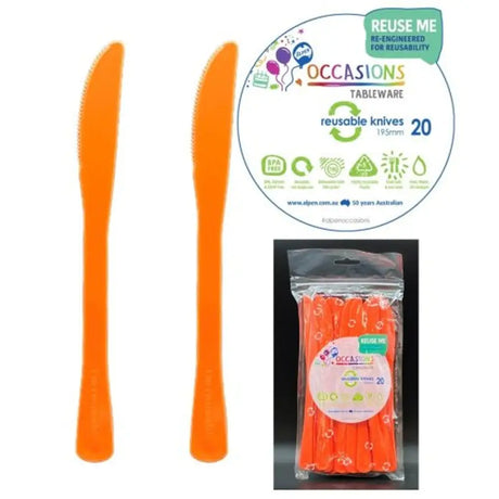 Alpen Occasions Reusable Knives Orange 20Pk 386149