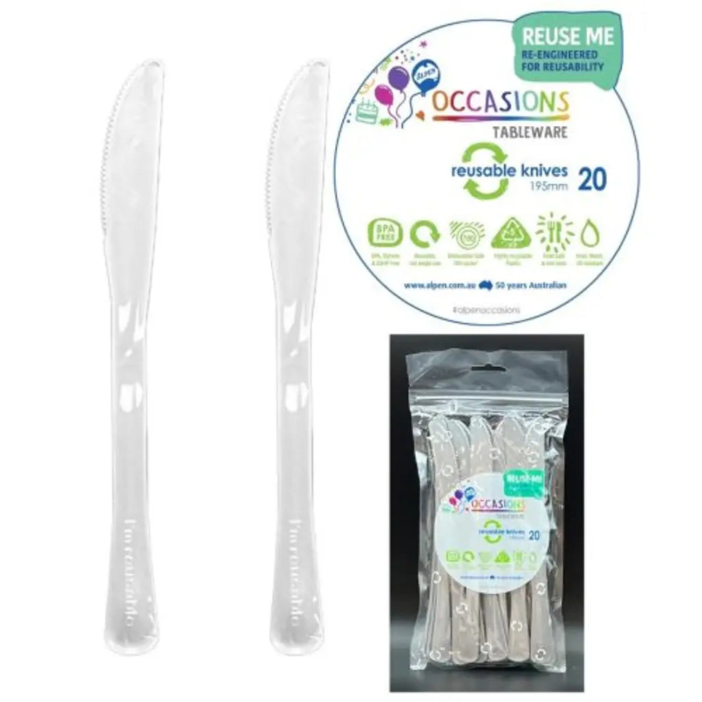 Alpen Occasions Reusable Knives Silver 20Pk 386119