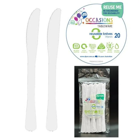 Alpen Occasions Reusable Knives White 20Pk 386101