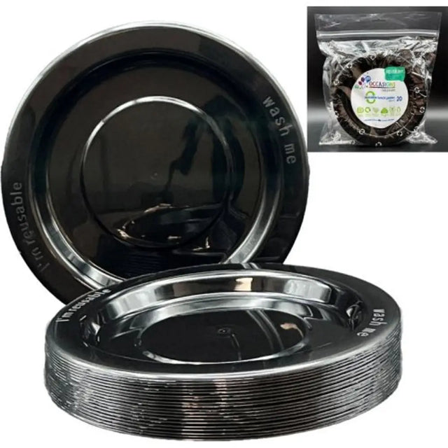 Alpen Occasions Reusable Lunch Plates Black 180mm 20Pk 381158