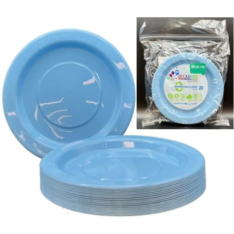 Alpen Occasions Reusable Lunch Plates Light Blue 180mm 20Pk 381107