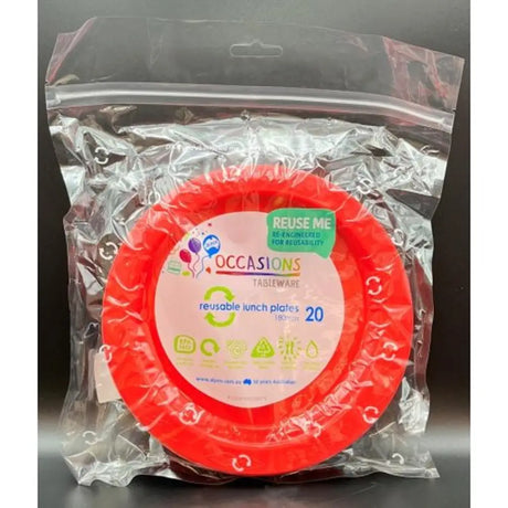 Alpen Occasions Reusable Lunch Plates Red 180mm 20Pk 381116