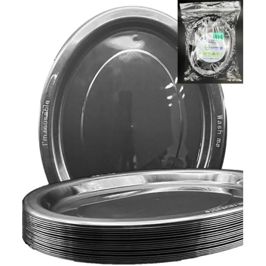 Alpen Occasions Reusable Oval Plates Black 315x245mm 20Pk 383158