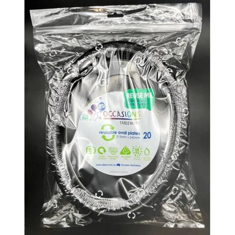 Alpen Occasions Reusable Oval Plates Black 315x245mm 20Pk 383158