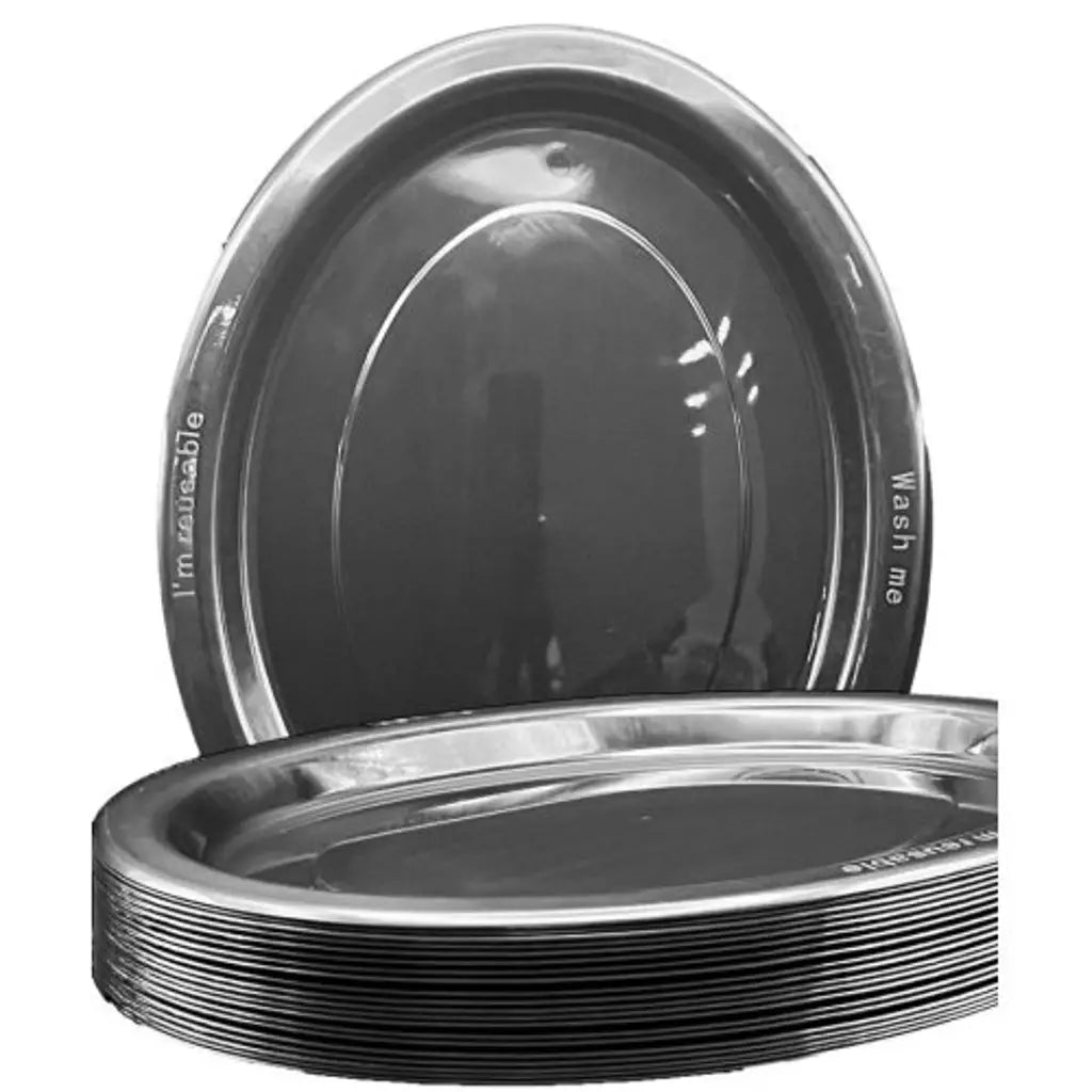 Alpen Occasions Reusable Oval Plates Black 315x245mm 20Pk 383158