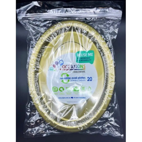 Alpen Occasions Reusable Oval Plates Gold 315x245mm 20Pk 383131