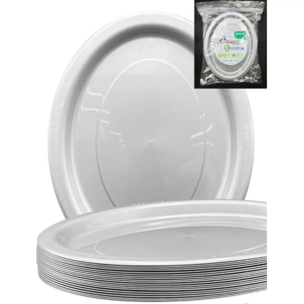 Alpen Occasions Reusable Oval Plates Silver 315x245mm 20Pk 383119