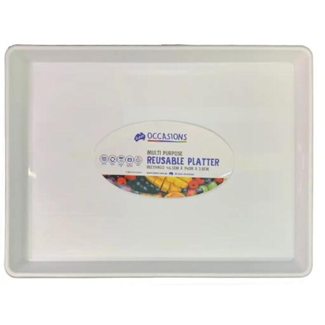 Alpen Occasions Reusable Platter Rectangle White 46.5x34x3.8cm 376517