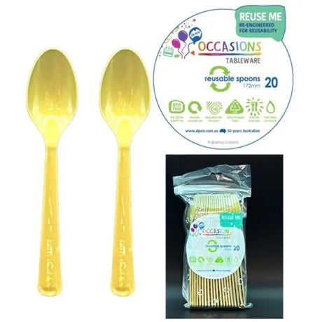 Alpen Occasions Reusable Spoons Gold 20Pk 386331