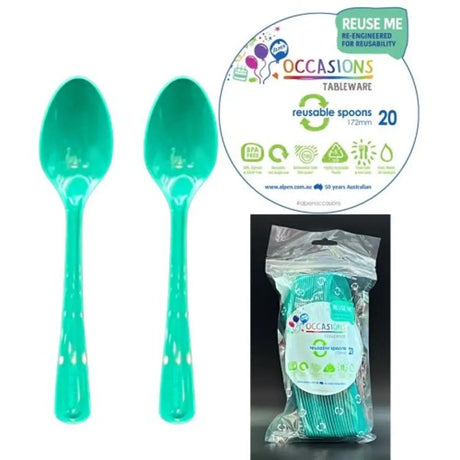 Alpen Occasions Reusable Spoons Green 20Pk 386355