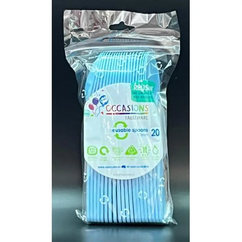 Alpen Occasions Reusable Spoons Light Blue 20Pk 386307