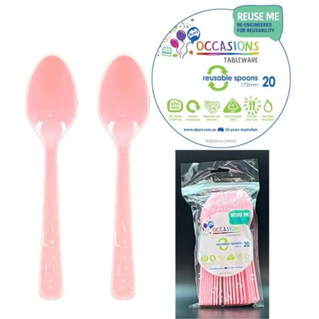 Alpen Occasions Reusable Spoons Light Pink 20Pk 386304