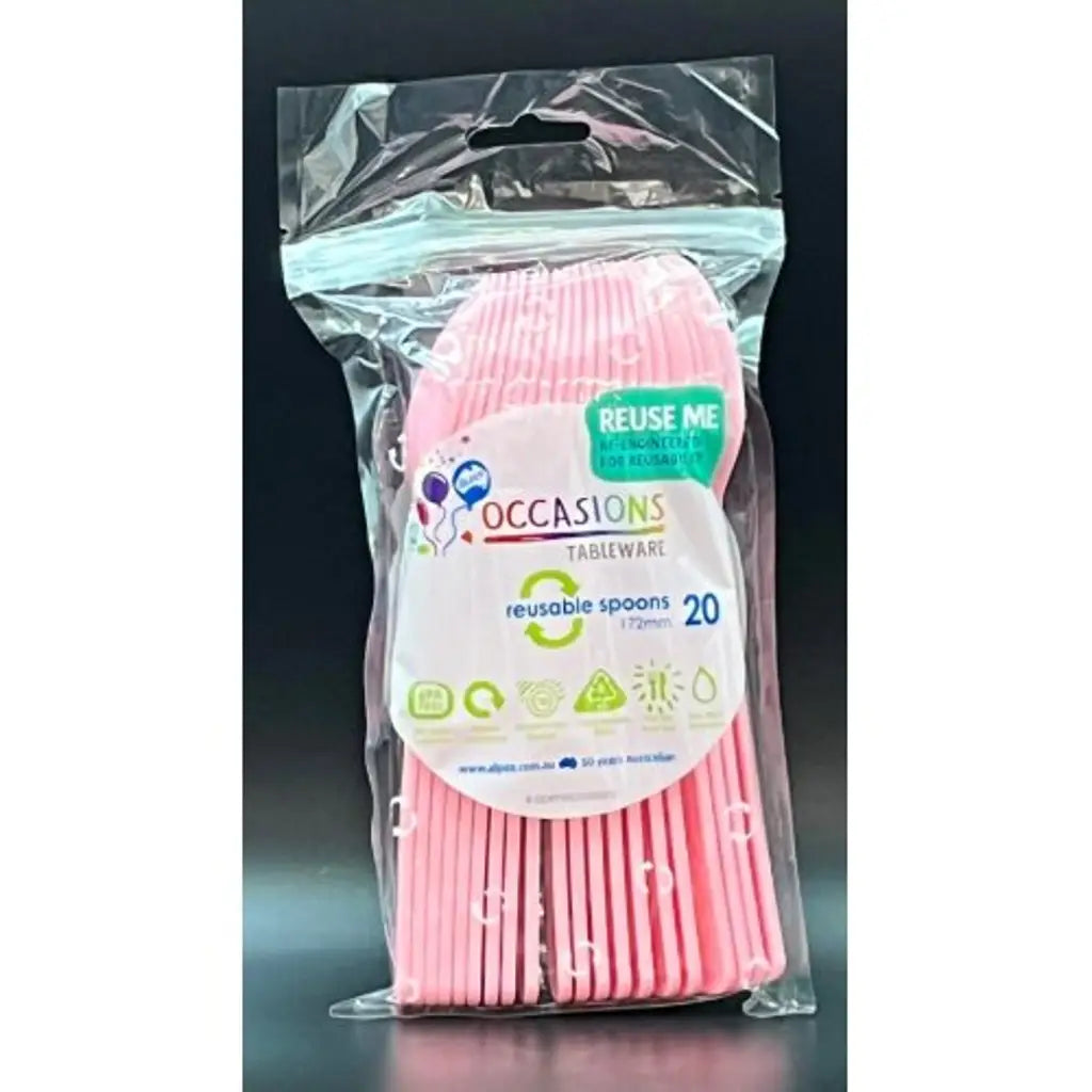Alpen Occasions Reusable Spoons Light Pink 20Pk 386304