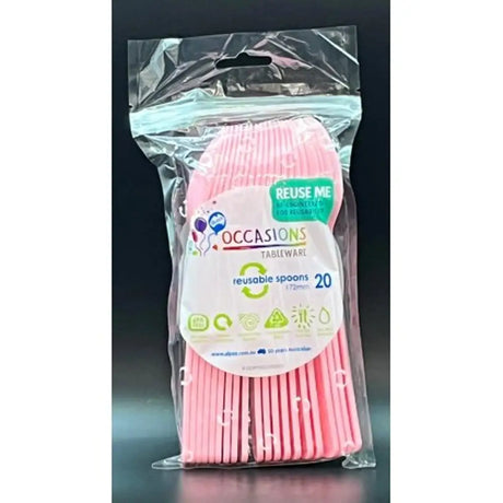 Alpen Occasions Reusable Spoons Light Pink 20Pk 386304