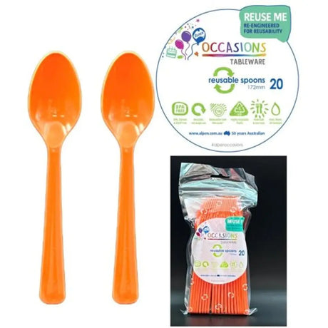 Alpen Occasions Reusable Spoons Orange 20Pk 386349