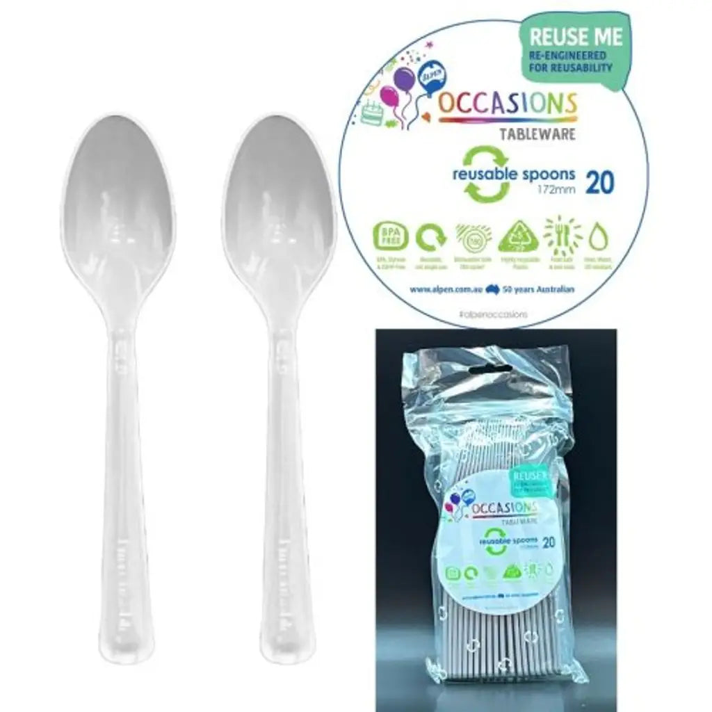 Alpen Occasions Reusable Spoons Silver 20Pk 386319