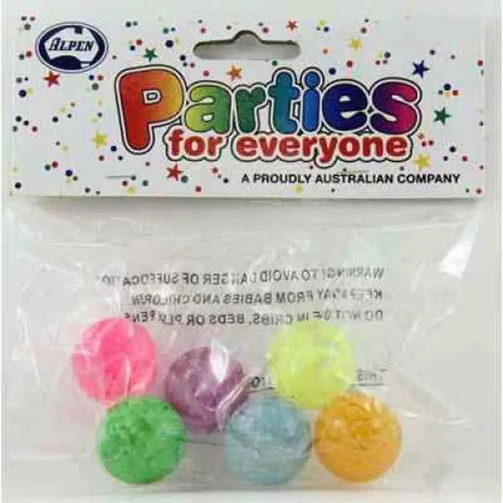 Alpen Party Favors High Bounce Balls 6Pk 203737