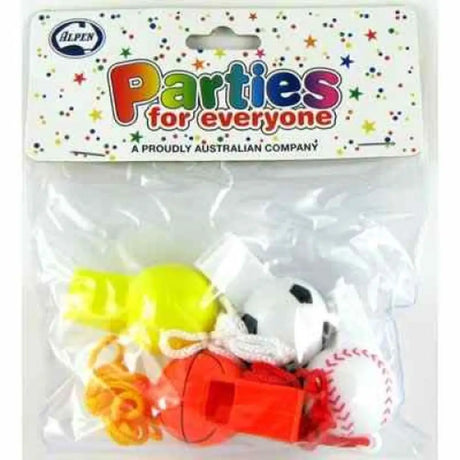 Alpen Party Favors Sports Whistles On Keyring 4Pk 203739