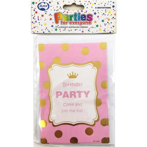 Alpen Party Invitations Pink With Envelopes 6Pk 107745