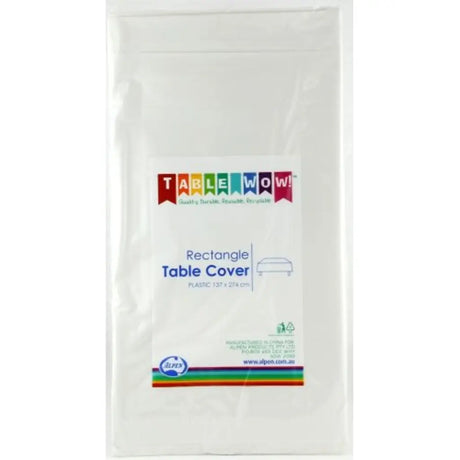 Alpen Plastic Table Cover Rectangle White 137x274cm 388101