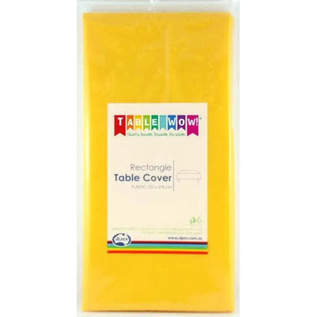 Alpen Plastic Table Cover Rectangle Yellow 137x274cm 388125