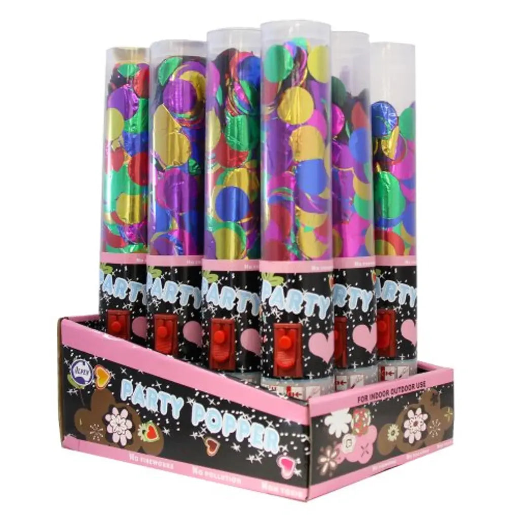 Alpen Press Button Party Popper Colourful Foil Confetti 25cm 202767