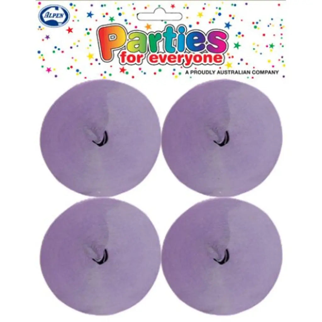 Alpen Streamer Crepe Lilac 4Pk 510021