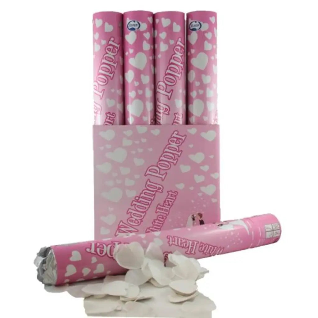 Alpen Twist Party Popper Wedding White Tissue Hears 40cm 202770