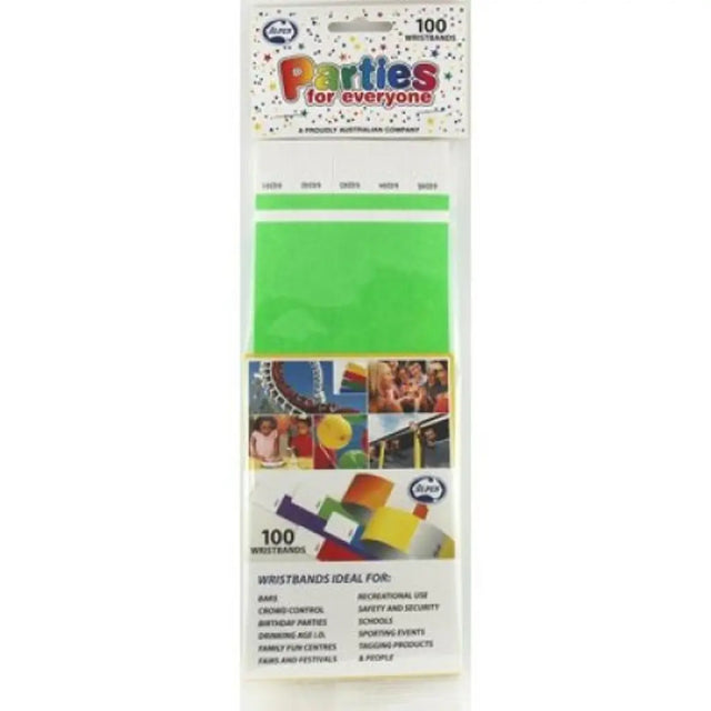 Alpen Tyvek Wristband Lime 100Pk 217104