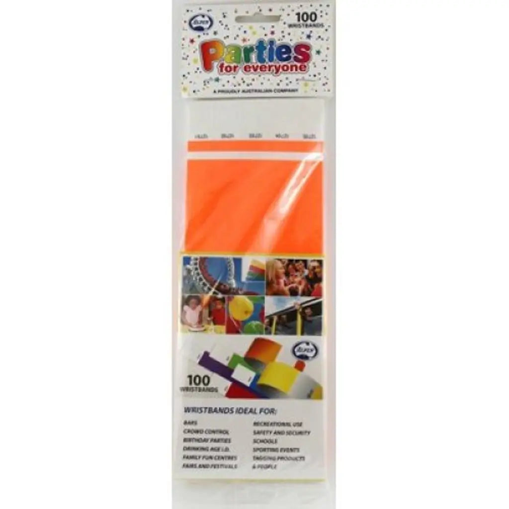 Alpen Tyvek Wristband Orange 100Pk 217105