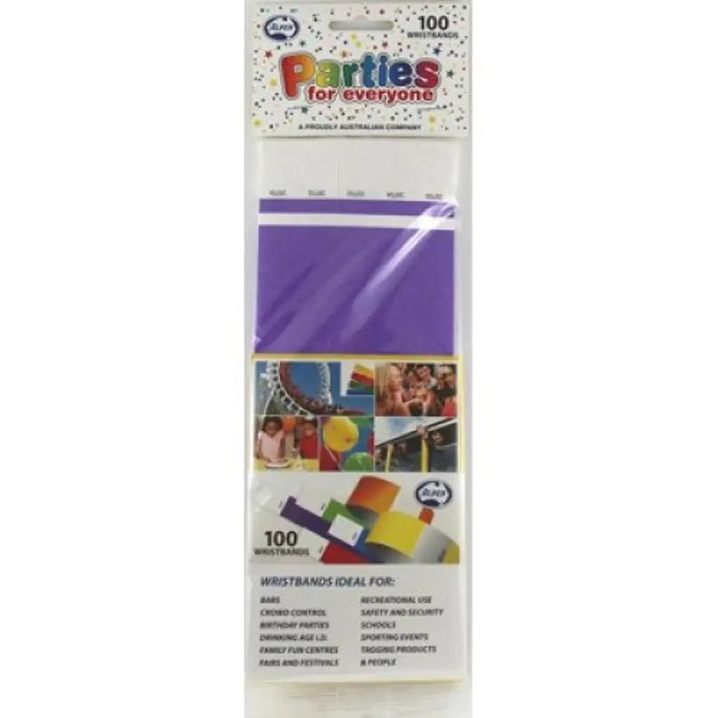 Alpen Tyvek Wristband Purple 100Pk 217111