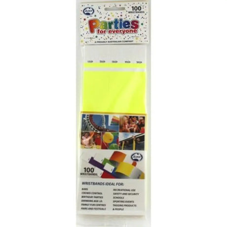 Alpen Tyvek Wristband Yellow 100Pk 217106