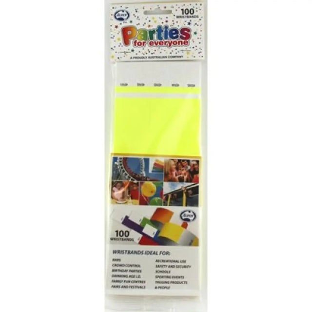 Alpen Tyvek Wristband Yellow 100Pk 217106