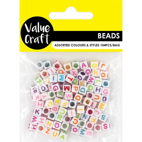 Alphabet Cube Beads Assorted 104Pk VCB26