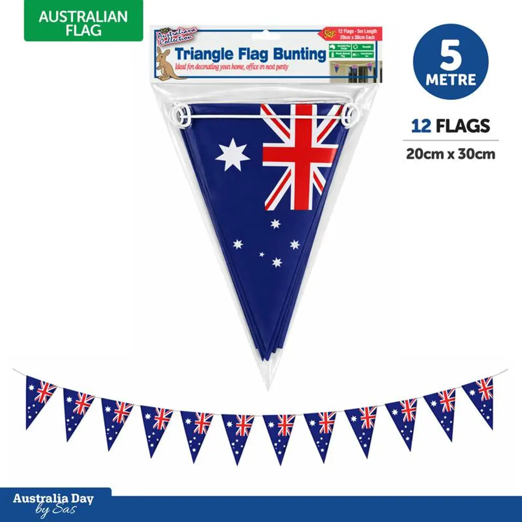 Australian Flag Triangle Bunting Size 20x30cm 12 Flags 5m 12 157570
