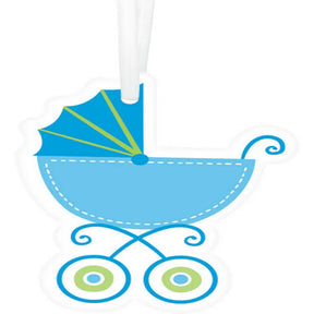 Baby Carriage Blue Tags with Twist Ties 25Pk 260136