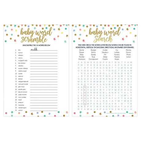 Baby Shower 2 in 1 Word Games 24Pk 380157
